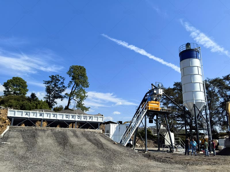 Ready Mix Stationary Type Concrete Plant for a Prefabricated Elements Factory
